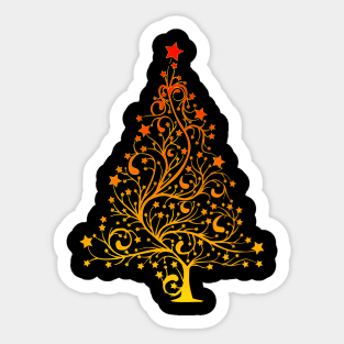 Merry Christmas tree 80s stars Sticker